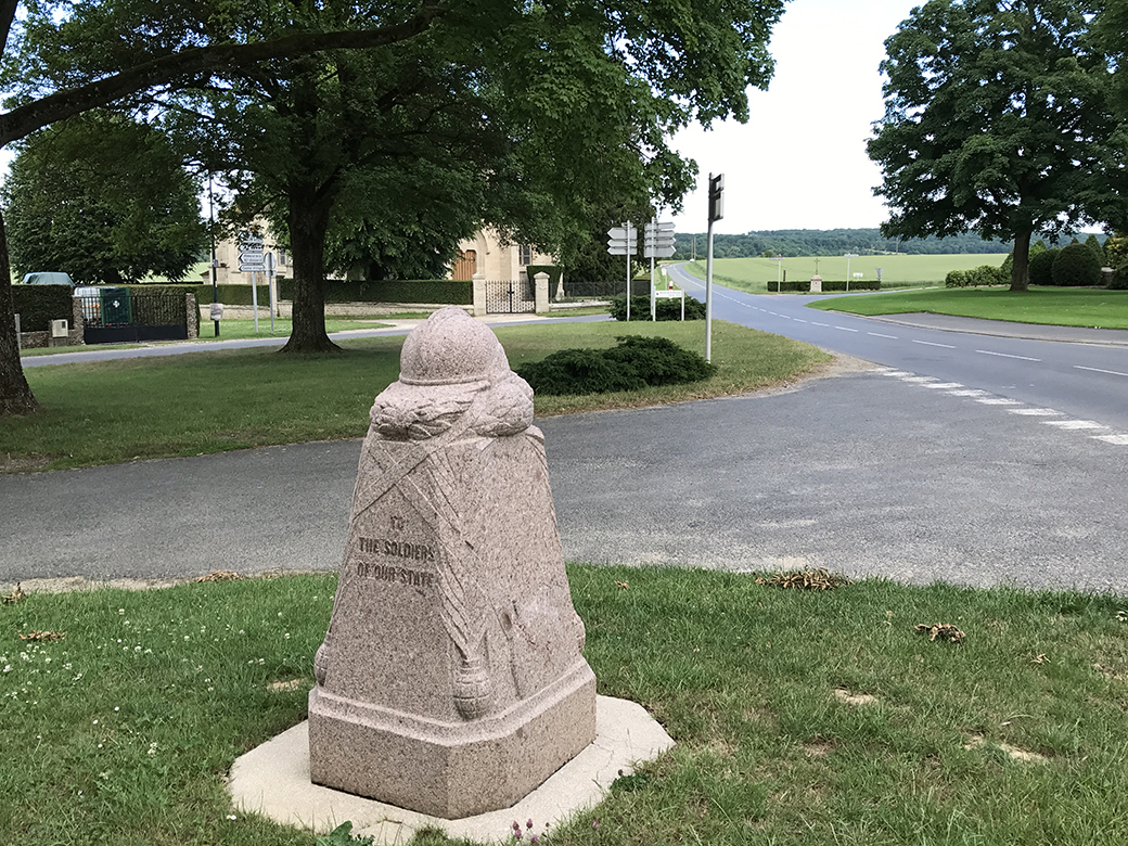 Demarcation stone at Aisne-Marne American Cemetery at Belleau 